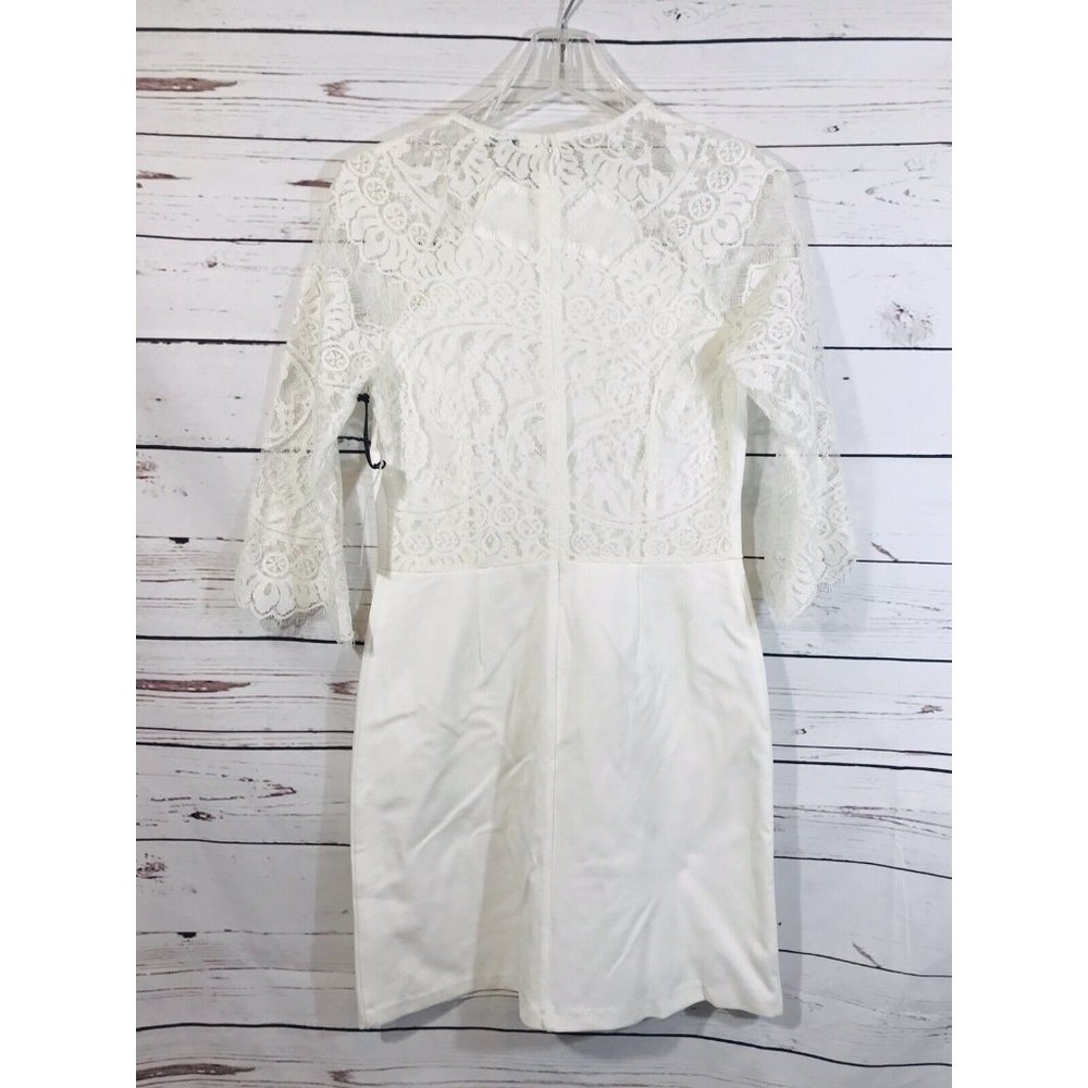 BB Dakota Dress Womens Sz Medium White Off-White Lace Wedding Short New NYE - Picture 4 of 11